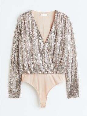 H&M SEQUINED THONG BODYSUIT